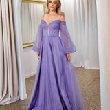 Savannah Off Shoulder Corset Gown - Purple