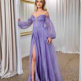 Savannah Off Shoulder Corset Gown - Purple