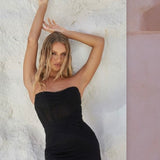 Amanda Corset Beaded Mesh Gown - Black