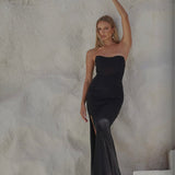 Amanda Corset Beaded Mesh Gown - Black
