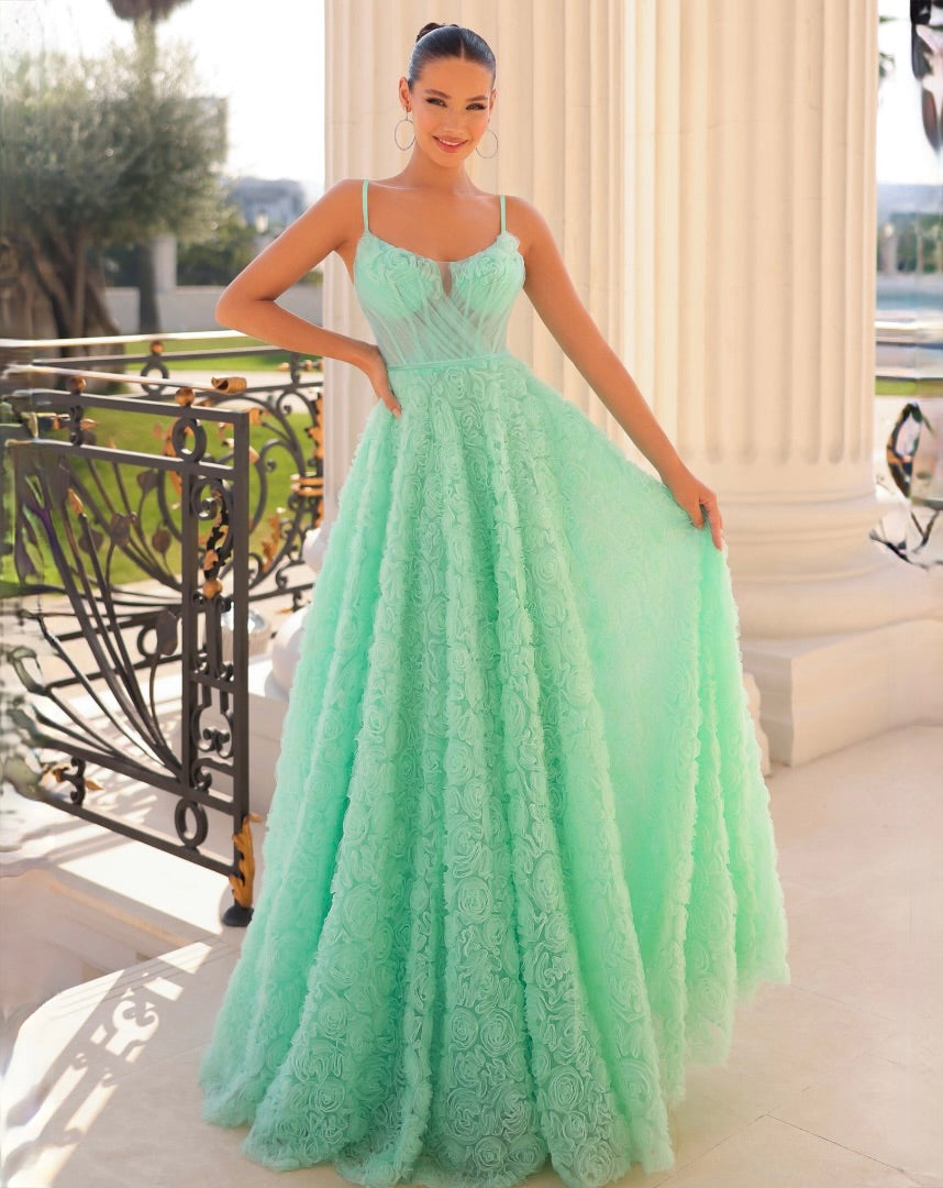 Elodie Floral Gown - Mint
