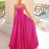 Elodie Floral Gown - Neon Pink