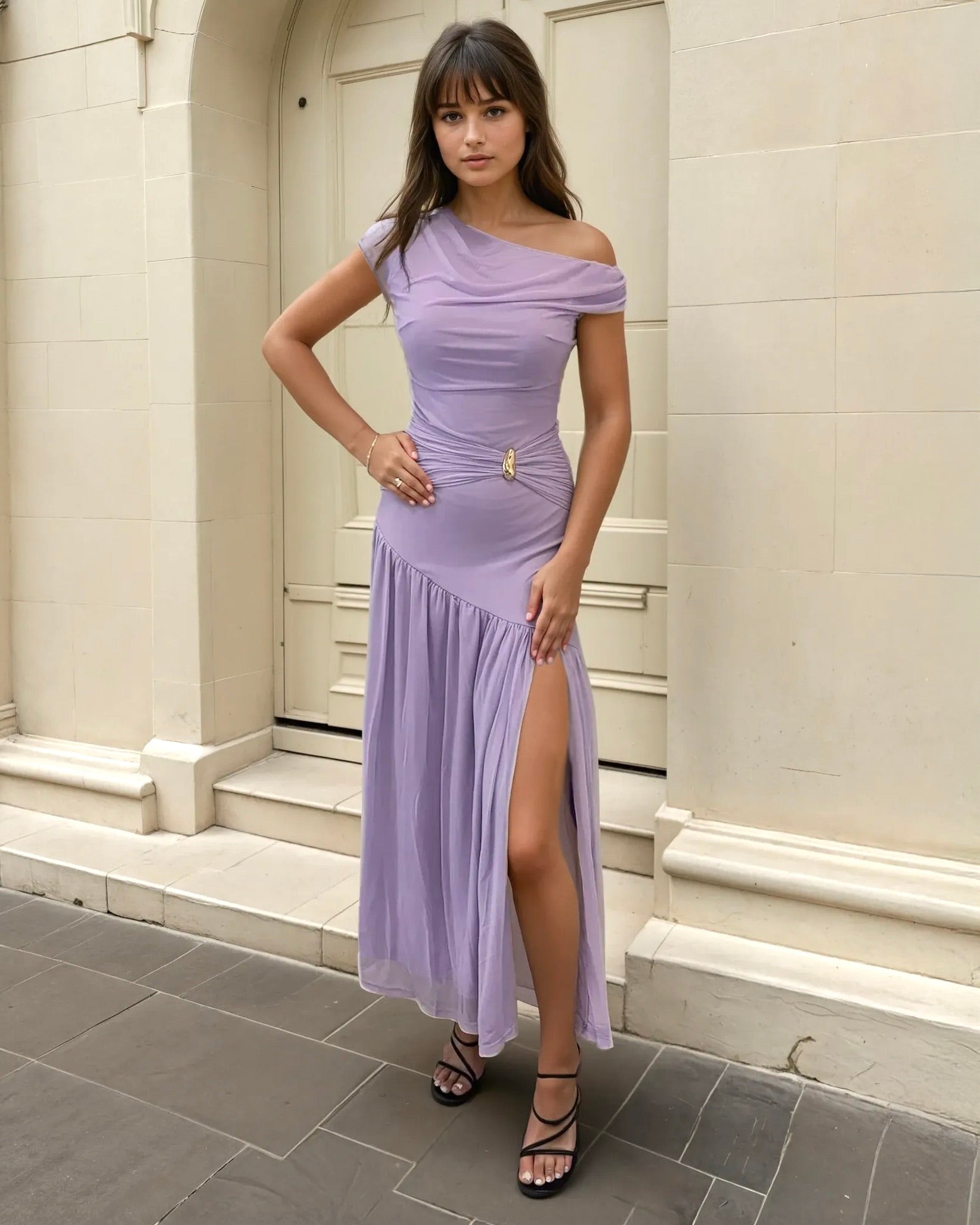 Sophia One Shoulder Maxi Dress - Lilac
