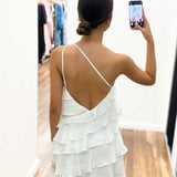 Tara Ruffle Mini Dress - White
