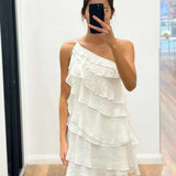 Tara Ruffle Mini Dress - White