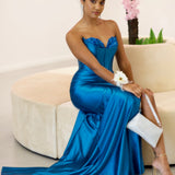 Tess Strapless Corset Gown - Teal