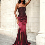 Romana Corset Gown Burgundy Front
