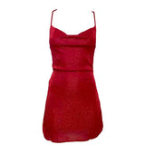 Mischa Glitter Mini Dress - Red
