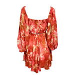 Chiara Chiffon Mini Dress - Orange Print