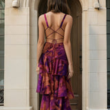 Bella Layered Chiffon Maxi Dress - Dark Rose
