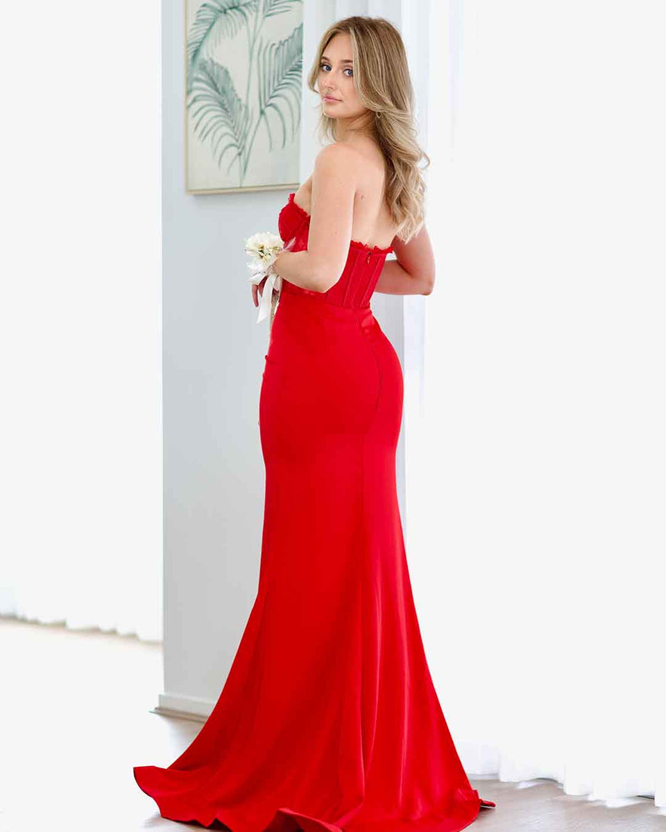 TILLEE | Strapless Corset Red Formal Dress