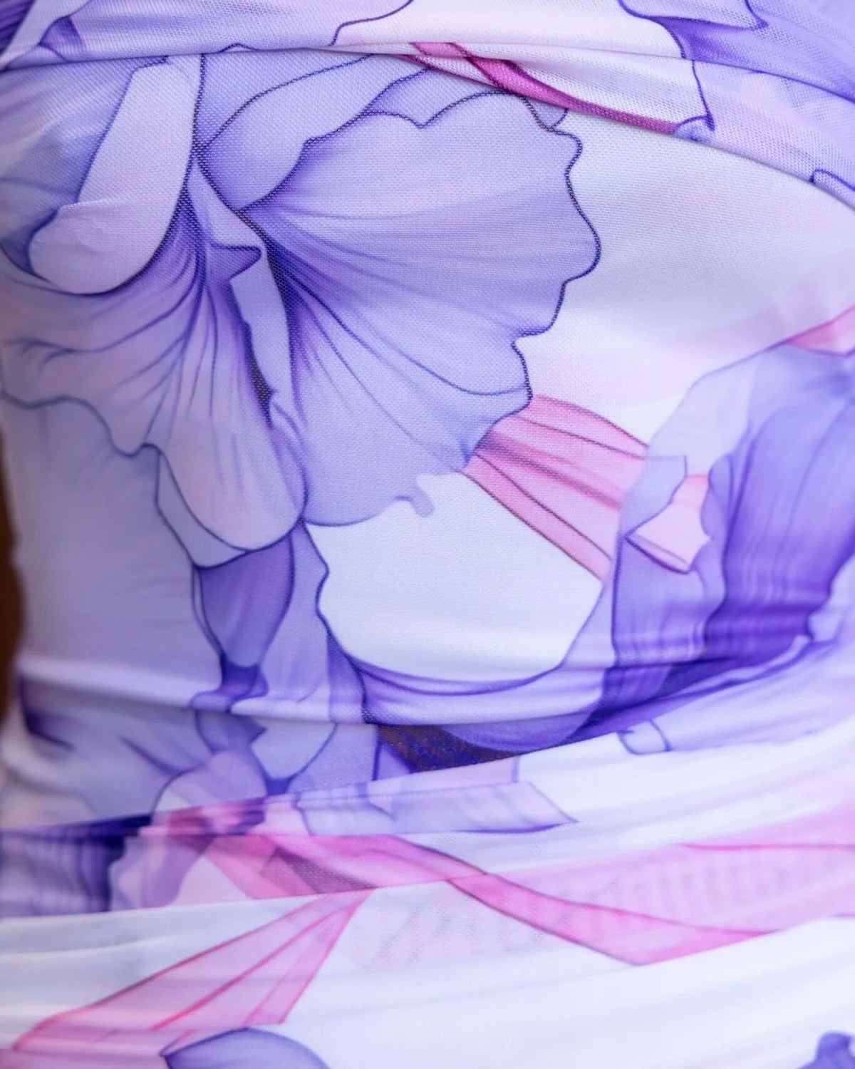 Cecilia One Shoulder Maxi Dress Lilac Print Fabric
