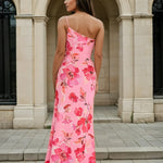 Elowen One Shoulder Maxi Dress Pink Floral Back