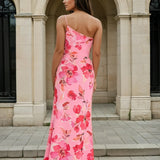 Elowen One Shoulder Maxi Dress Pink Floral Back