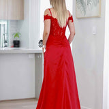Elyssa Beaded Lace Corset Gown - Red