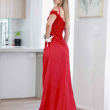 Elyssa Beaded Lace Corset Gown - Red