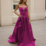 gabrielle magenta ball formal gown bow corset mikado