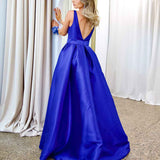 Harper Wrap Belt Gown - Royal Blue