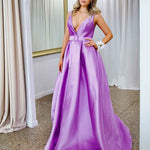 Harper Wrap Belt Gown - Lilac