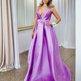 Harper Wrap Belt Gown - Lilac