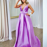 Harper Wrap Belt Gown - Lilac