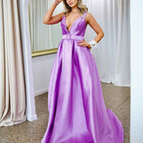 Harper Wrap Belt Gown - Lilac