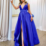 Harper Wrap Belt Gown - Royal Blue
