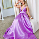Harper Wrap Belt Gown - Lilac