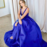 Harper Wrap Belt Gown - Royal Blue
