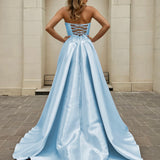 Isabelle Strapless Bow Gown - Light Blue