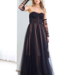 Jasmine Corset Tulle Gown - Black