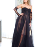 Jasmine Corset Tulle Gown - Black