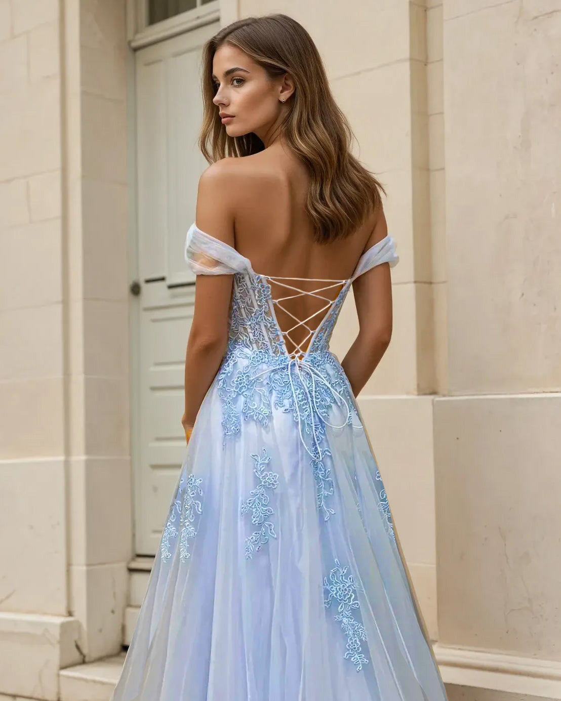 liliane paleblue back tulle ball gown
