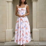 Woman wearing a midi floral dress