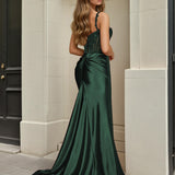 Marleen Corset Satin Gown Green Back