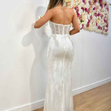 Nora Beaded Gown - Vintage White