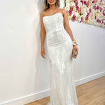 Nora Beaded Gown - Vintage White