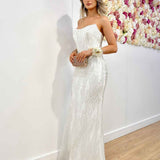 Nora Beaded Gown - Vintage White