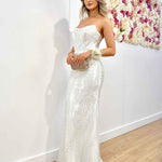 Nora Beaded Gown - Vintage White