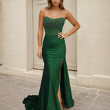 Odette Strapless Corset Gown - Emerald