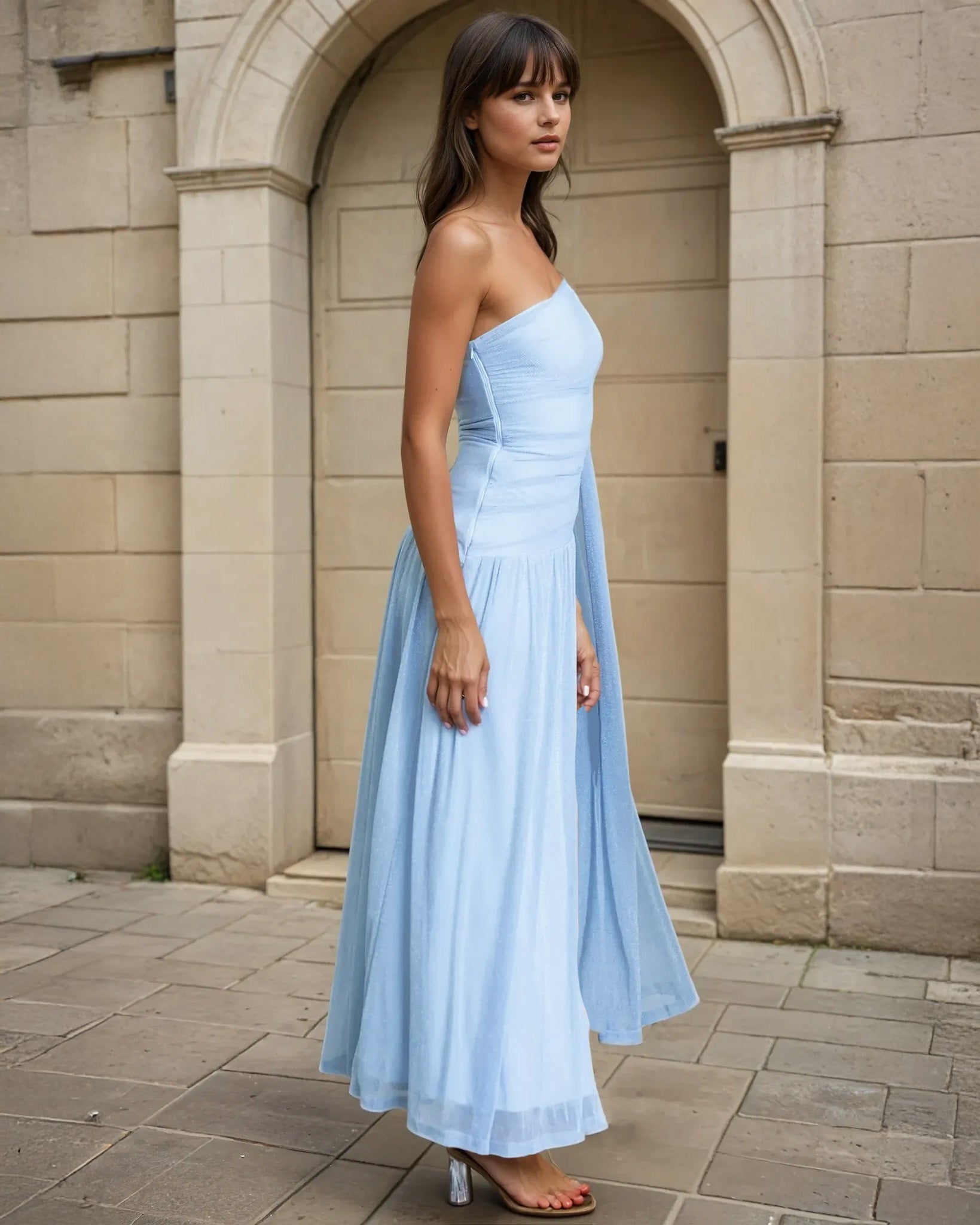 Ondina Mesh Maxi Dress Blue Side