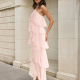 Ophelia Ruffle Maxi Dress Pink Side