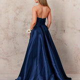 Paola Strapless Gown - Navy