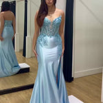 Sasha Strapless Corset Formal Gown - Light Blue Video