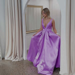 Harper Wrap Belt Gown - Lilac
