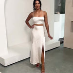 Cindy Satin Maxi Skirt - Champagne
