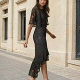 Reyna Lace Midi Dress - Black