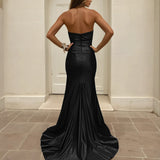 Rowan Strapless Satin Gown - Black