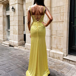 Rowena Corset Gown Yellow Back