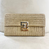 Serena Rafia Clutch - Beige